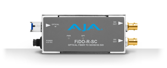 AJA FIDO-R-SC Single channel Optical fiber (SC-connector) to SD/HD/3G SDI with dual outputs
