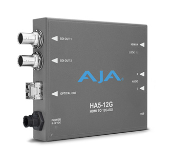 AJA HA5-12G-T HDMI 2.0 to 12G-SDI conversion with LC Fiber transmitter