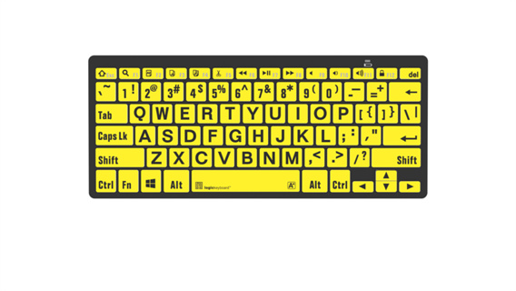 LOGIC KEYBOARD XLPrint Bluetooth Black on Yellow PC US