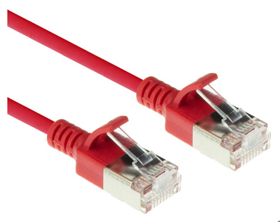 ACT Red 3 meter LSZH U/FTP CAT6A datacenter slimline patch cable snagless with RJ45 connectors