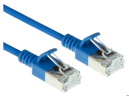 ACT Blue 3 meter LSZH U/FTP CAT6A datacenter slimline patch cable snagless with RJ45 connectors