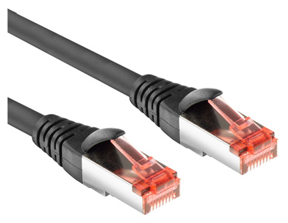 ACT Black 15 meter CAT6A U/FTP PVC high flexibility tangle-free patch cable snagless with RJ45 connectors
