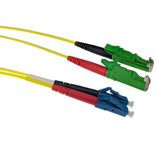 ACT 0.5 meter LSZH Singlemode 9/125 OS2 fiber patch cable duplex with E2000/APC and LC/UPC connectors