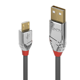 LINDY 1m USB 2.0 Type A to Micro-B Cable, Cromo Line