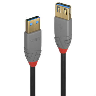LINDY 3m USB 3.2 Type A Extension Cable, 5Gbps, Anthra Line