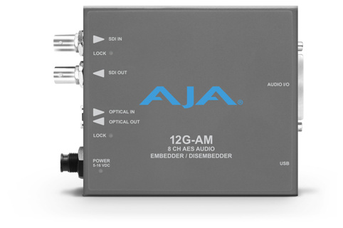 AJA 12G-AM 12G-SDI 8-Channel AES audio Embedder/Disembedder with fiber options, 8 XLR connectors