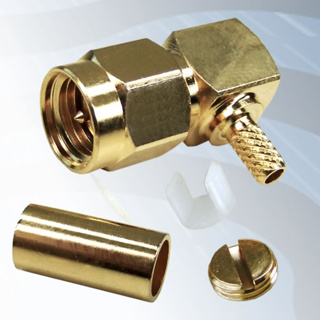 GIGATRONIX SMA Crimp Right Angle Plug, Gold Plated, RG174, LBC100, RG316