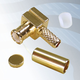 MX17-0174-C01 GIGATRONIX MCX Crimp Right Angle Plug, Gold Plated, 50 ohms, RG174, LBC100, RG316