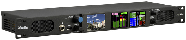 WOHLER 1RU Triple screen, 16 channel Dual Input, 3G/HD/SD-SDI, Audio and Video Monitor with touch screen control. Includes a pair of analog Inputs and outputs on XLR & HDMI Output. Includes Loudness, phase monitoring and up to 64 presets.