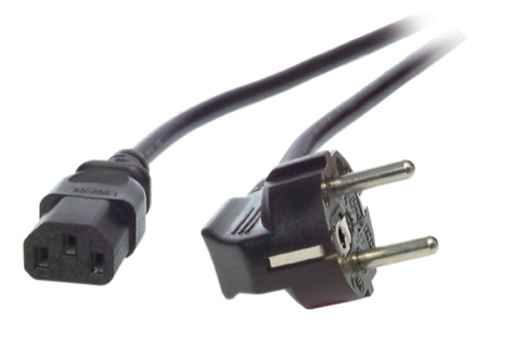 EFB Power cable CEE 7/7 90°-C13 180° black 2,0 m, 3 x 0.75 mm²