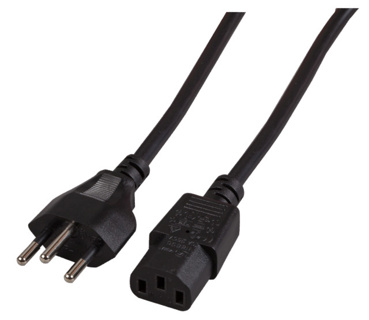 EFB Power Cable Switzerland-C13 180°, Black,  2 m, 3 x 0,75 mm²