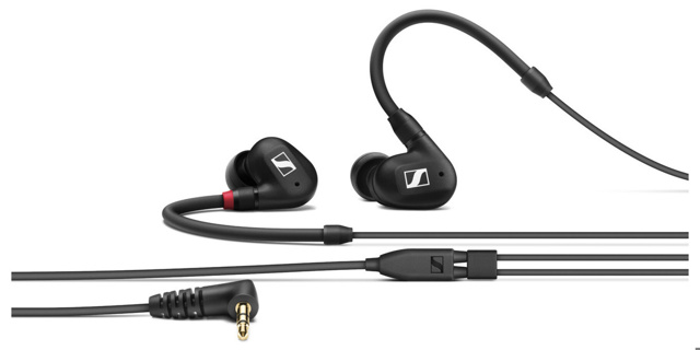 SENNHEISER IE 100 PRO BLACK In-ear monitoring headphones featuring 10mm dynamic transducer and black detachable 1.3m cable with 3.5mm jack