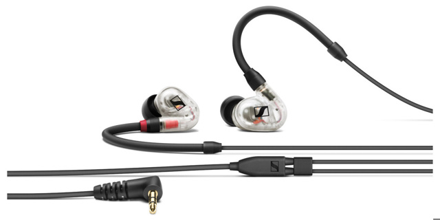 SENNHEISER IE 100 PRO CLEAR In-ear monitoring headphones featuring 10mm dynamic transducer and black detachable 1.3m cable with 3.5mm jack