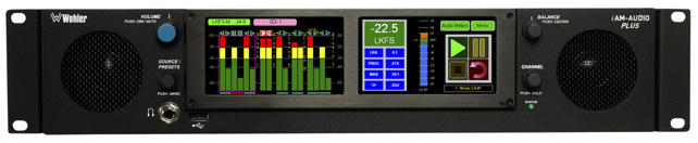 WOHLER 2RU Dual screen, 16 channel Dual Input, 3G/HD/SD-SDI, Audio Monitor with touch screen control. Includes a pair of analog Inputs and outputs on XLR. Includes Loudness, phase monitoring and up to 64 presets.