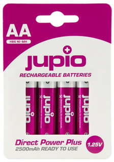 JUPIO Rechargeable Batteries AA 2500 mAh 4 pcs DIRECT POWER PLUS