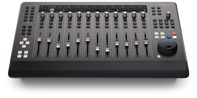 BLACKMAGIC DESIGN Fairlight Desktop Console
Portable audio control surface includes 12 premium touch sensitive flying faders, channel LCDs for advanced processing, automation and transport controls plus HDMI for an external graphics display.