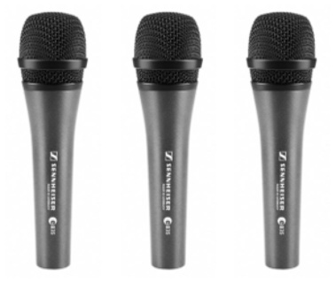 SENNHEISER 3-PACK E 835 Microphone set with 3x e 835, vocal microphone, dynamic, cardioid, including microphone bracket and cases