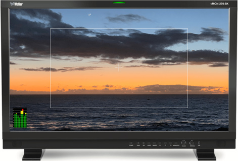 WOHLER 27" 8K HDR Video Monitor, 2 x 12G/6G/3G/HD/SD-SDI , 2 x 3G/HD/SD-SDI , HDMI and SFP+ Cage Inputs. Audio Metering, Quad View ,Waveform and Vectorscope.