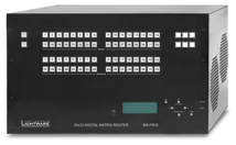 LIGHTWARE MX-FR33L: 33x33 digital crosspoint router frame. Built-in control panel and MX-CPU2, control over RS-232 and multiple IP connections. No I/O boards.