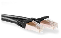 ACT Black 15 meter SFTP CAT6A patch cable snagless with RJ45 connectors