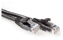ACT Black 1 meter U/UTP CAT6A patch cable snagless with RJ45 connectors