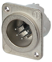 NEUTRIK NC5MD-LX-M3 5 pole XLR male D-size chassis connector, Nickel housing, M3 holes & Silver contacts