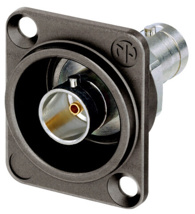 NEUTRIK NBB75DFGX Grounded UHD BNC feedthrough D-size chassis connector, antraloy housing