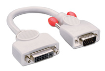 LINDY VGA to DVI Analogue Adapter Cable - DVI-I Female (Analogue) to VGA Male, 0.2m