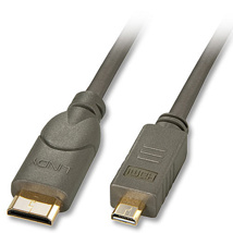 LINDY High-Speed-HDMI® cable with Ethernet, Type C (Mini) / Type D (Micro), 0.5m