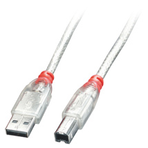 LINDY USB 2.0 Cable Type A/B, transparent