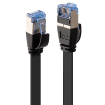 LINDY 0.3m Cat.6A U/FTP Flat Network Cable, Black