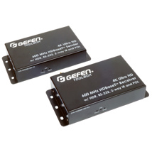 GEFEN 4K / UHD HDR Extender (HDBaseT) with RS-232, 2-way IR and bi-directional POH. Transports HDMI, RS-232 and 2-way IR with 600 MHz technology via CAT cable up to 100 meters (1080p) Features bi-directional POL (only TX or RX needs a power supply)