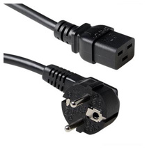 ACT Powercord mains connector CEE 7/7 male (angled) - C19 black 1.8 m