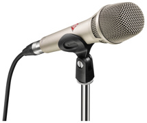 NEUMANN KMS 104 PLUS Vocal microphone, condenser, cardioid, 48 V phantom power, XLR-3M, nickel, includes SG 105