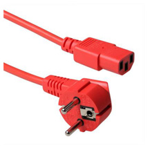 ACT Powercord mains connector CEE 7/7 male (angled) - C13 red 0.6 m