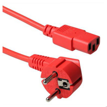ACT Powercord mains connector CEE 7/7 male (angled) - C13 red 1.8 m