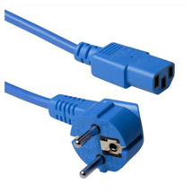 ACT Powercord mains connector CEE 7/7 male (angled) - C13 blue 0.6 m