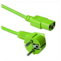 ACT Powercord mains connector CEE 7/7 male (angled) - C13 green 0.6 m