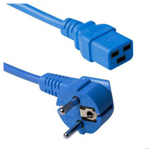 ACT Powercord mains connector CEE 7/7 male (angled) - C19 blue 1.8 m