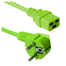 ACT Powercord mains connector CEE 7/7 male (angled) - C19 green 1.2 m