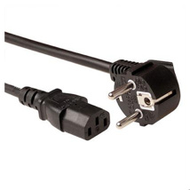 ACT Powercord LSZH mains connector CEE 7/7 male (angled) - C13 black 1 m