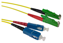 ACT 7 meter LSZH Singlemode 9/125 OS2 fiber patch cable duplex with E2000/APC and SC/UPC connectors