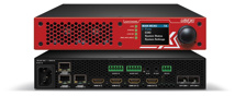LIGHTWARE UBEX-Pro20-HDMI-F110 RED 2MM: 4K UHD @ 60Hz 4:4:4 uncompressed AV over IP via 20 Gbps on two (or four) fibers with analog audio, RS-232, IR, addons; dual channel 4K transmitter or receiver with scaling  including two 10G SFP+ multimode fiber module.