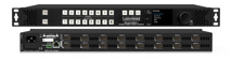 LIGHTWARE MX2-8x8-HDMI20-L: 8 input  and  8 output Full 4K HDMI 2.0 and HDCP 2.2 standalone matrix. 4K@60Hz with RGB 4:4:4 colorspace, 18 Gbit/sec bandwidth. RS-232, Ethernet and USB control options, Pixel Accurate Reclocking, Advanced EDID Management.
