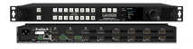 LIGHTWARE MX2-8x8-DH-4DPi-A: 4 DP 1.2 input, 4 HDMI 2.0 input  and  8 HDMI 2.0 output Full 4K HDCP 2.2 standalone matrix. 4K@60Hz with RGB 4:4:4 colorspace, 18 Gbit/sec bandwidth. RS-232, Ethernet and USB control options, Pixel Accurate Reclocking.