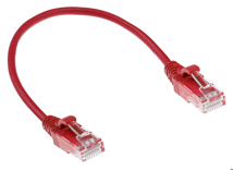 ACT Red 2 meter LSZH U/UTP CAT6 datacenter slimline patch cable snagless with RJ45 connectors