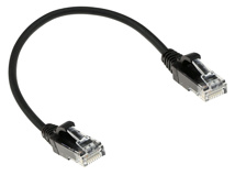 ACT Black 1 meter LSZH U/UTP CAT6 datacenter slimline patch cable snagless with RJ45 connectors