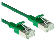 ACT Green 0.5 meter LSZH U/FTP CAT6A datacenter slimline patch cable snagless with RJ45 connectors