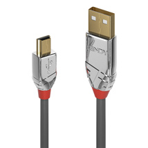 LINDY 0.5m USB 2.0 Type A to Mini-B Cable, Cromo Line