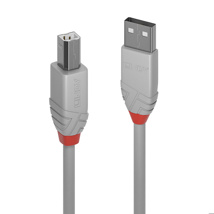 LINDY 0.5m USB 2.0 Type A to B Cable, Anthra Line, Grey